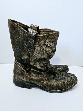 Ralph Lauren Denim & Supply Ayla Boots Size 10 B Gold Leather Boho Slouch Boots